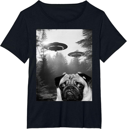 Funny Dog UFO Alien Pug Flying Saucer