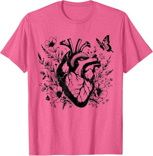 Vintage Floral Anatomical Organ Heart Graphic Cardiologist