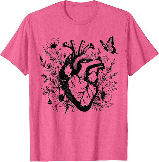 Vintage Floral Anatomical Organ Heart Graphic Cardiologist