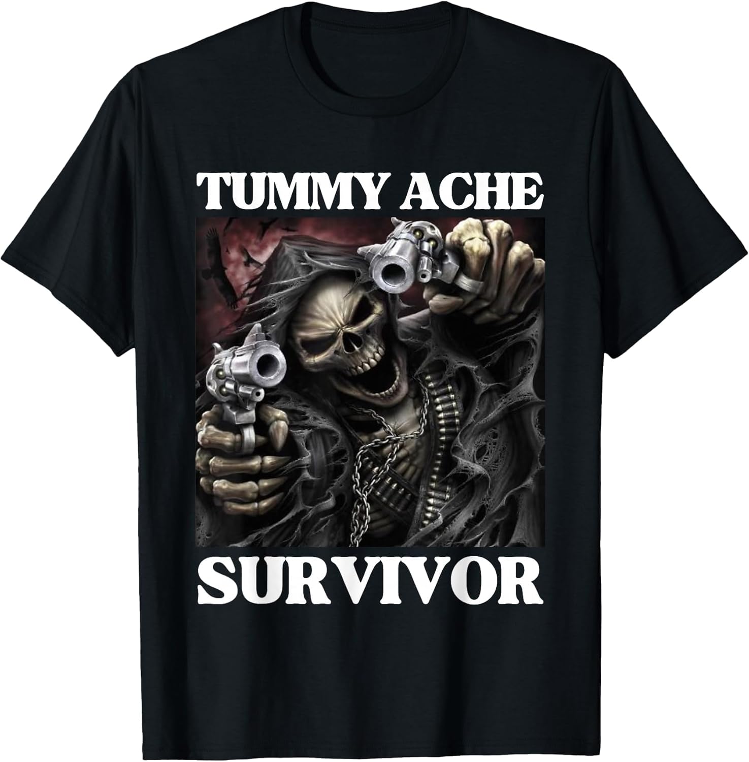 Tummy Ache Survivor Funny Cool Edgy Hard Skeleton Meme