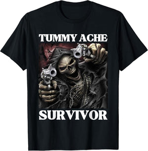 Tummy Ache Survivor Funny Cool Edgy Hard Skeleton Meme