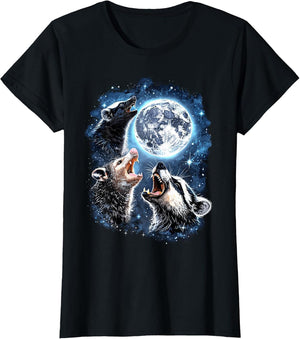 Three Opossum Raccoon Skunk Moon Howling Funny Animal Meme