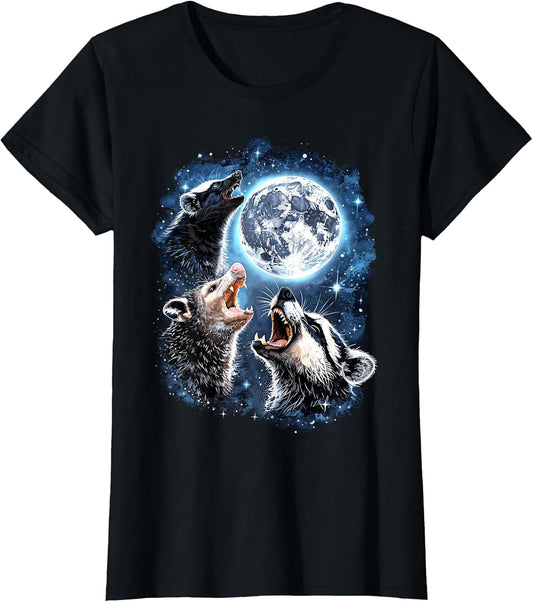 Three Opossum Raccoon Skunk Moon Howling Funny Animal Meme
