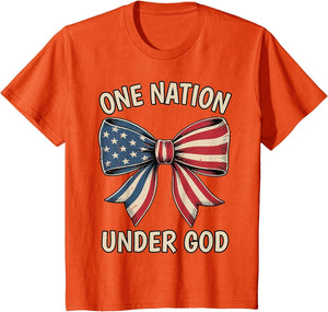 Coquette Bow One Nation Under God 4th July Teen Girl Toddler