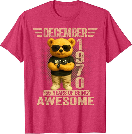 55 Year Old December 1970 Teddy Bear 55th Birthday Men Women