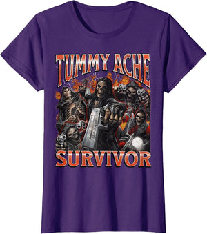 Tummy Ache Survivor Funny Hard Skeleton Meme Bootleg Graphic