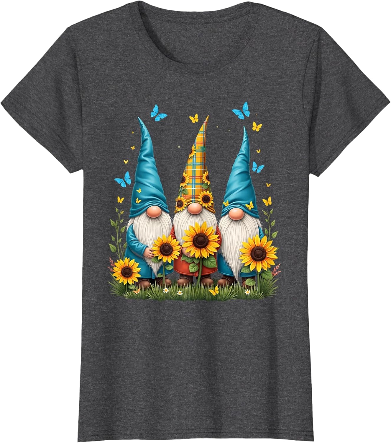 Gnomes with Sunflower Butterfly Flower Garden Gardener