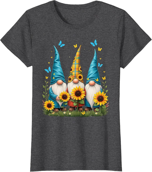Gnomes with Sunflower Butterfly Flower Garden Gardener