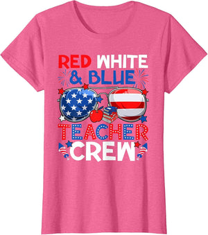 4th of July Red White & Teacher Crew American Flag