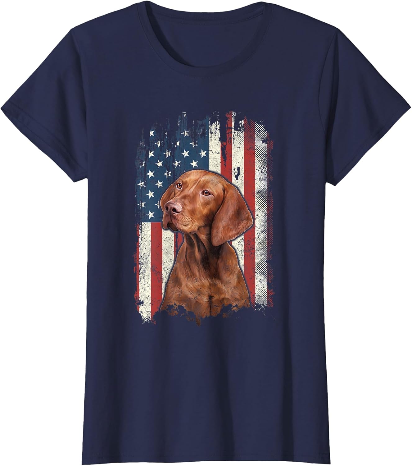 Distressed Vizsla American Flag Patriotic Dog
