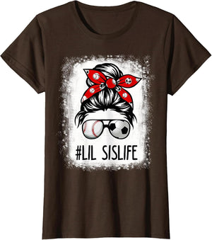 Bleached Lil Sis Life Soccer Messy Bun Baseball Game Day