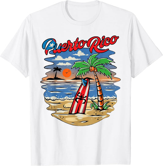 Puerto Rico Beach Puerto Rican Flag Retro Vintage 70s Sunset