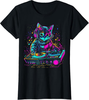 Cat DJ Techno EDM Rave Cool Graphic Cat Lover Kids Boys