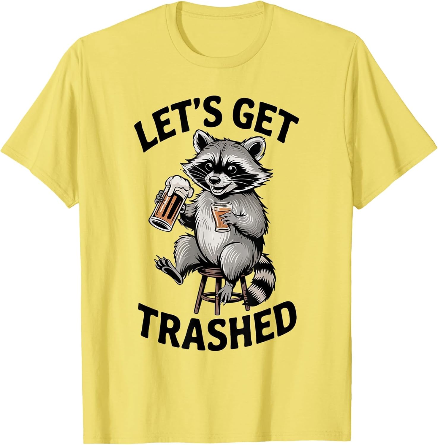 Funny Let's Get Trashed Raccoon Meme Humor Beer Drinking