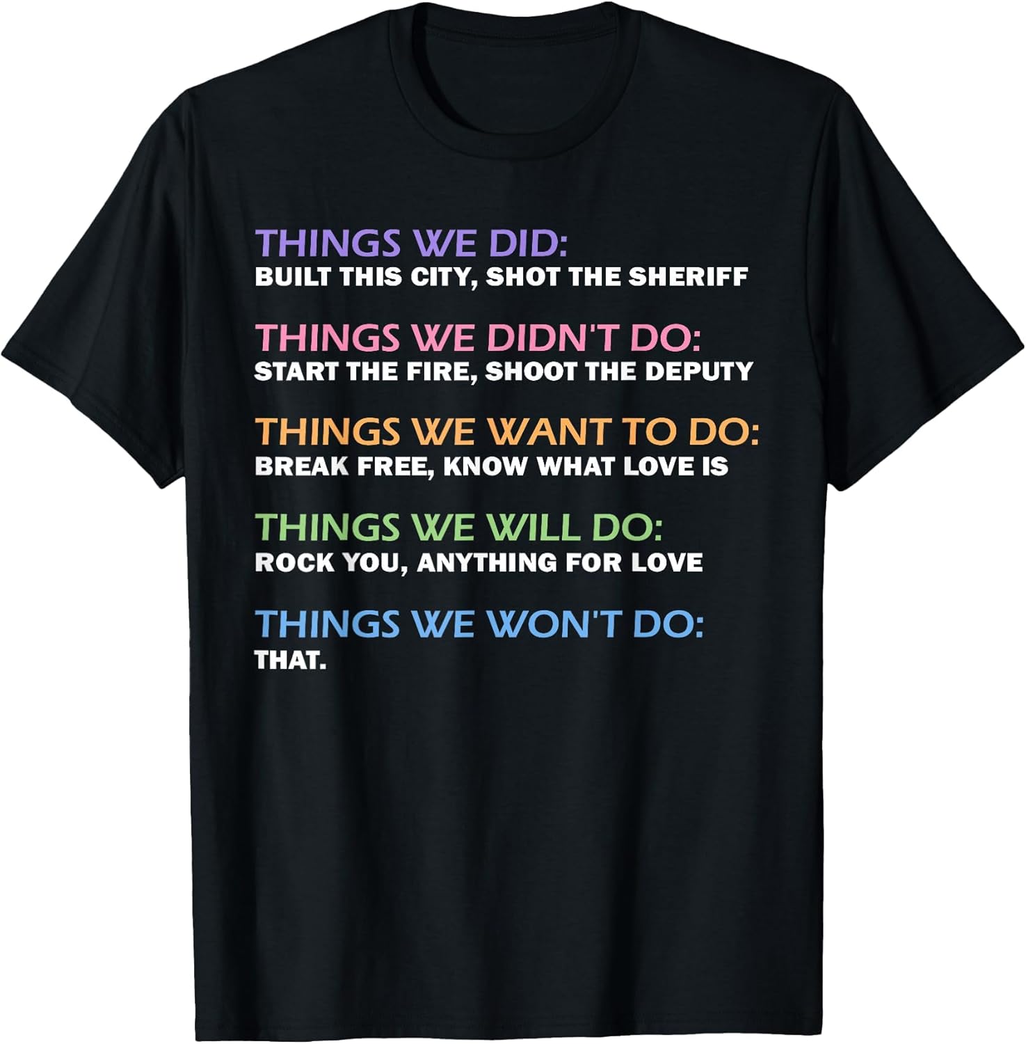 Things We Did Didn't Want Will Won't Do Funny Saying Music