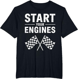 Start Your Engines Shirt Checkered Flag Men Women Racing Day
