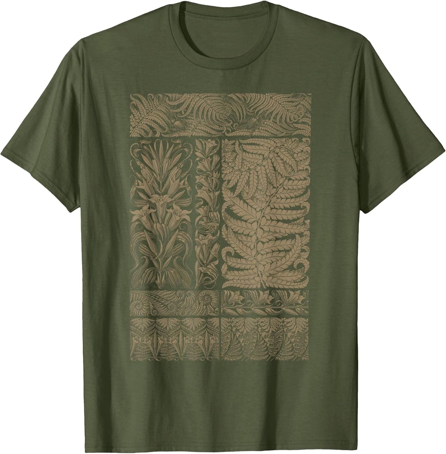 Fern Botanical Plant Botany Vintage Wild Flower , Men, Olive Green, X-Large