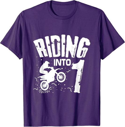 Riding Into 1 Funny Dirt Bike First Birthday Biker Apparel
