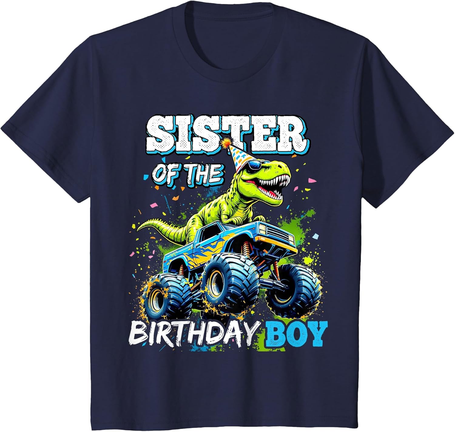 Sister of The Birthday Boy Monster Truck Dinosaur Party