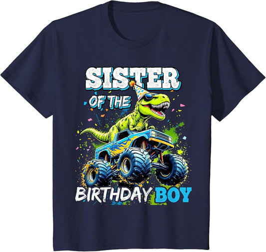 Sister of The Birthday Boy Monster Truck Dinosaur Party
