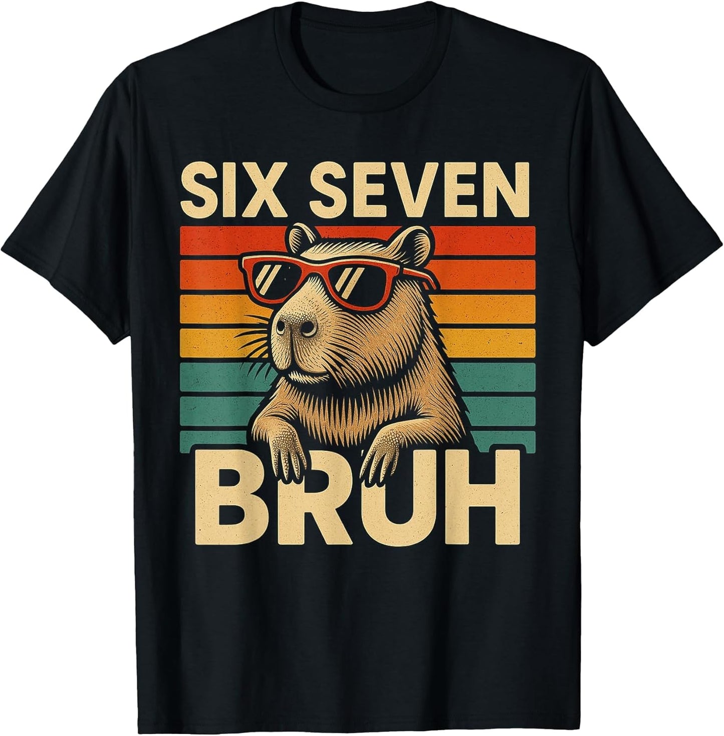 Six Seven Bruh Capybara Retro Vintage Funny 67 Meme Kids