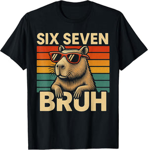 Six Seven Bruh Capybara Retro Vintage Funny 67 Meme Kids