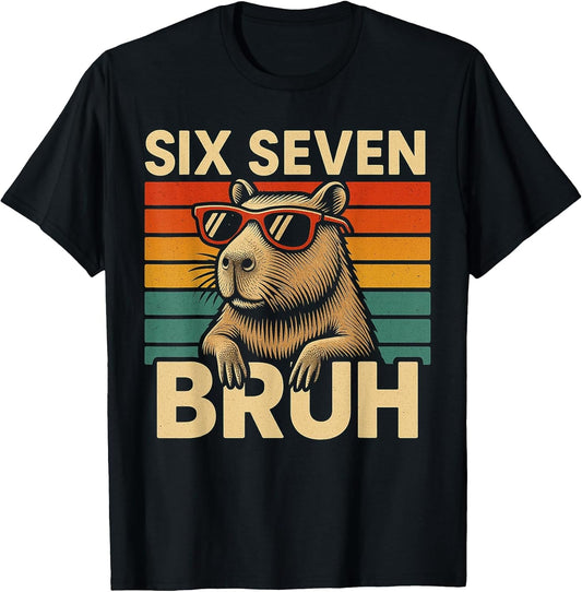 Six Seven Bruh Capybara Retro Vintage Funny 67 Meme Kids