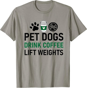 Pet Dogs Drink Coffee Lift Weights Funny Gym Workout