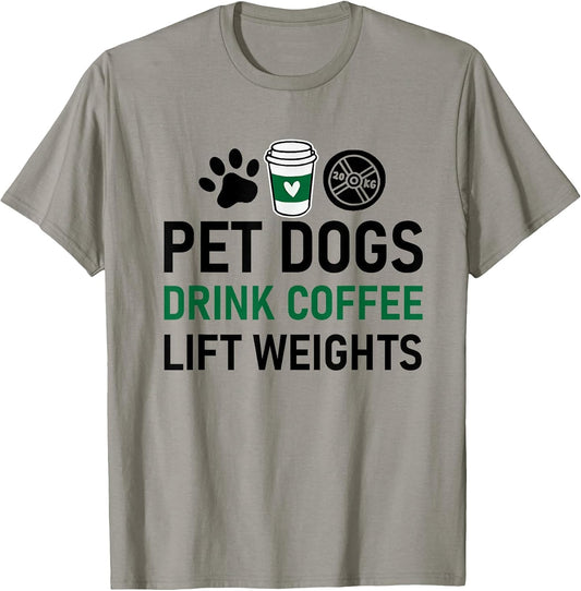 Pet Dogs Drink Coffee Lift Weights Funny Gym Workout