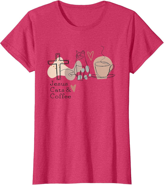 Jesus Cats and Coffee Minimalist Graphic Design