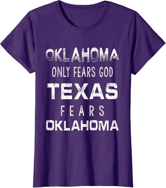 Funny Vintage Oklahoma Only Fears God Texas Fears Oklahoma