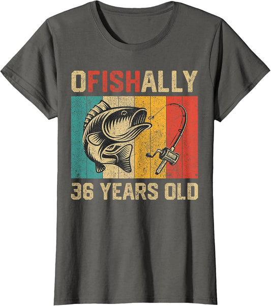 Ofishally 36 Years Old Funny Fishing Birthday Fisherman