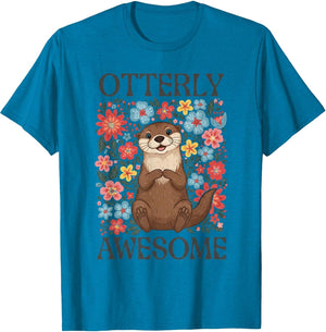 Otterly Awesome Cute Sea Otter Floral Flowers Funny Pun