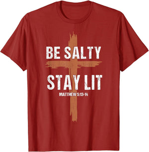 Men Christian-Shirt Be Salty Stay Lit Religious Cross Jesus