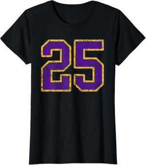 Purple Gold Number 25 Jersey Player Uniform #25 Grunge