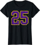Purple Gold Number 25 Jersey Player Uniform #25 Grunge