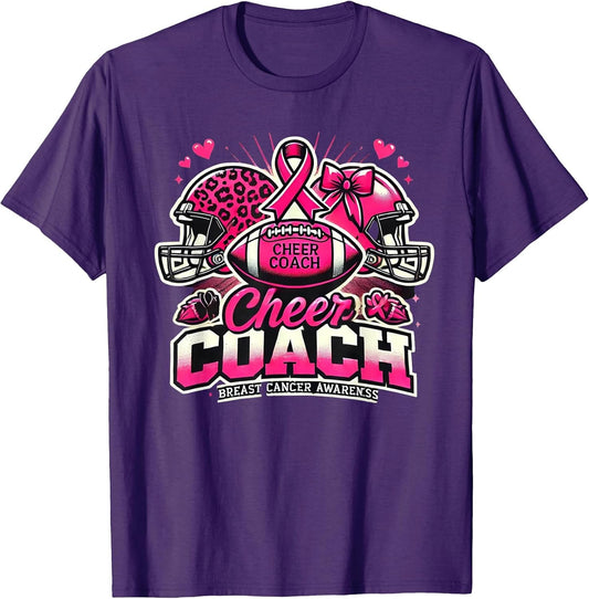 Cheer Coach Pink Ribbon Football Breast Cancer Awareness