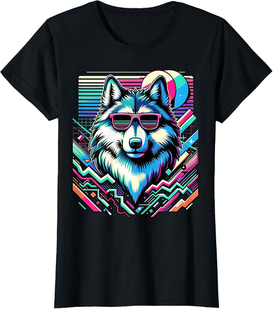 and Kids Vintage Retro Wolf Lover