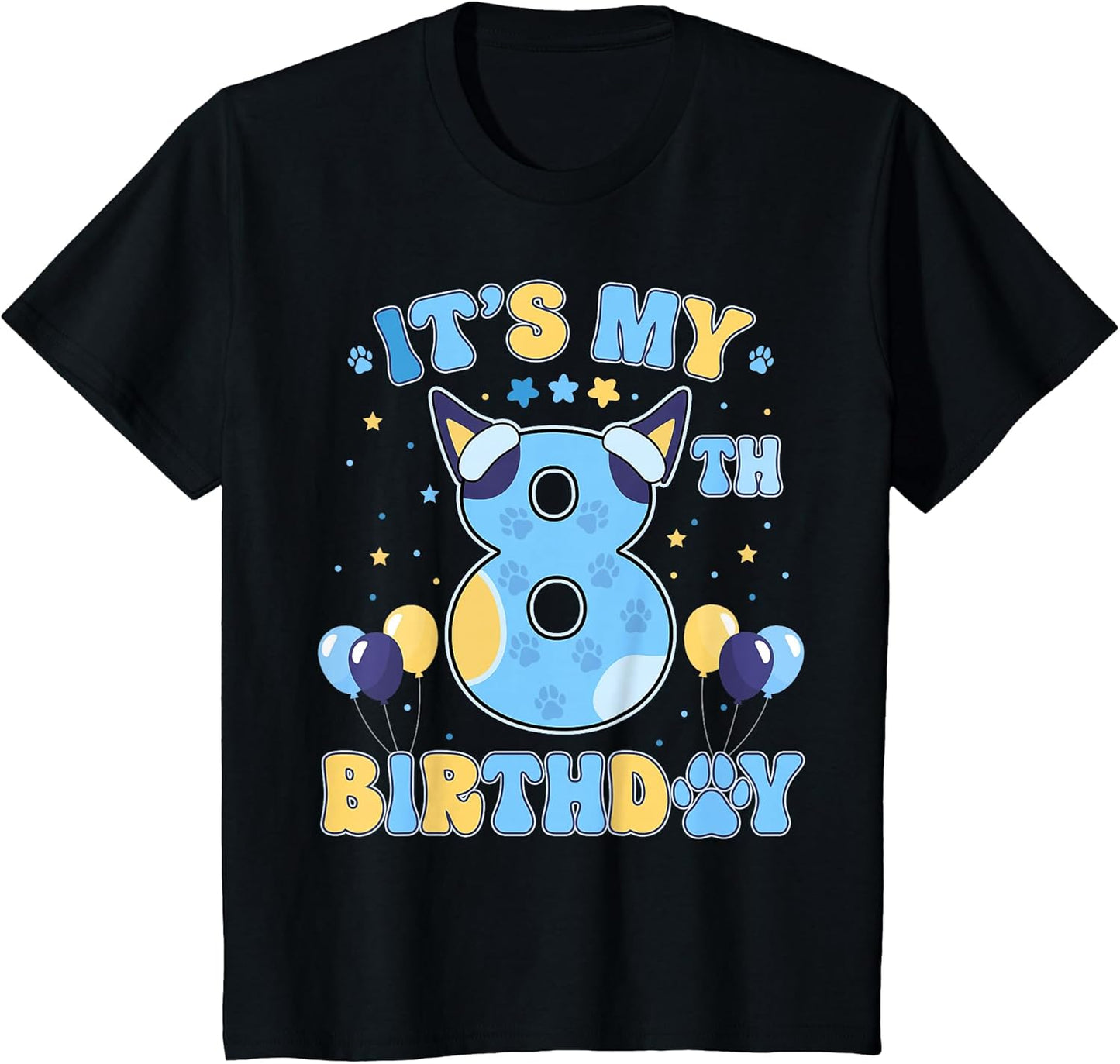 Kids Its My 8th Birthday Party Blue Dog Funny 8 Year Old Boy Girl