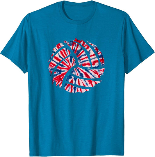 American Flag Colors Volleyball Tie Dye Red White & Blue