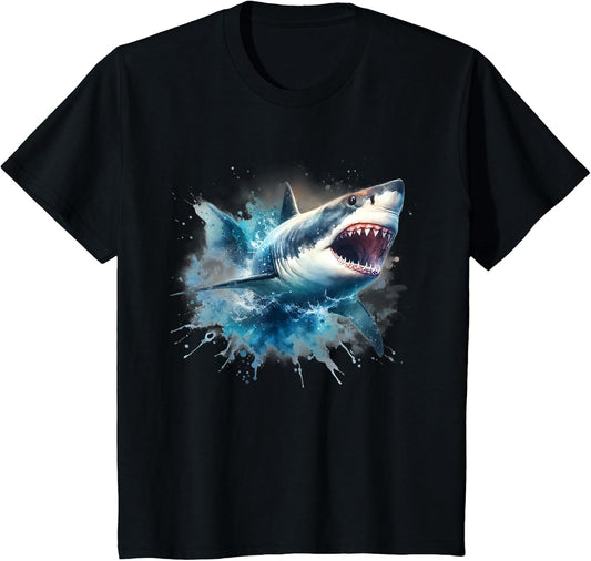 Cool Watercolor Great White Shark Open Jaw
