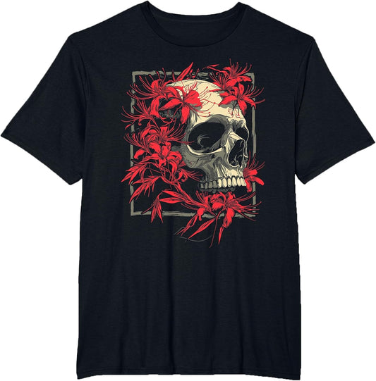 Red Spider Lily Flower Skull Skeleton Japanese Anime Otaku