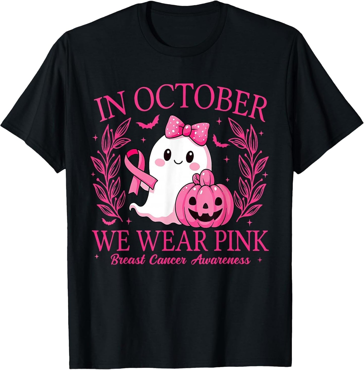 in October We Wear Pink Breast Cancer Awareness Halloween