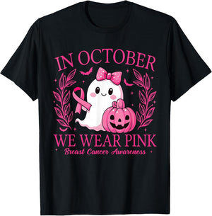 in October We Wear Pink Breast Cancer Awareness Halloween