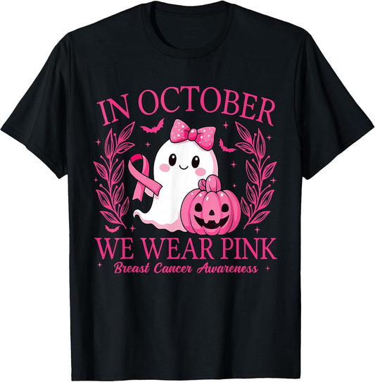 in October We Wear Pink Breast Cancer Awareness Halloween