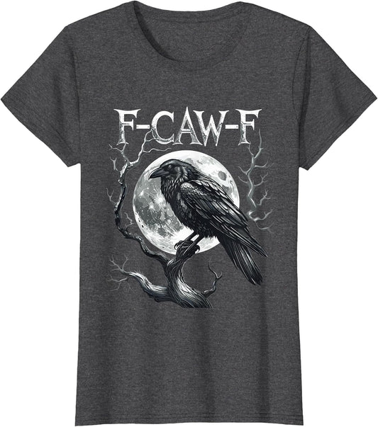 F-Caw-F Raven Moon Gothic Halloween, Black Crow Bird Lover