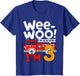 Kids 3rd Birthday Fire Truck Wee-Woo 3 Year Old Firefighter Boy