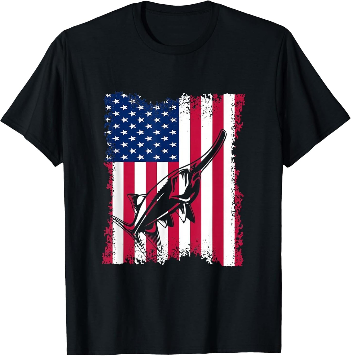 Vintage Love Paddlefish Vintage US Flag Paddlefish