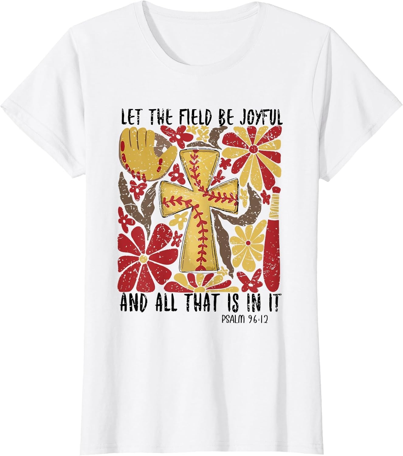 Retro Let The Field Be Joyful Game Day Softball Christian