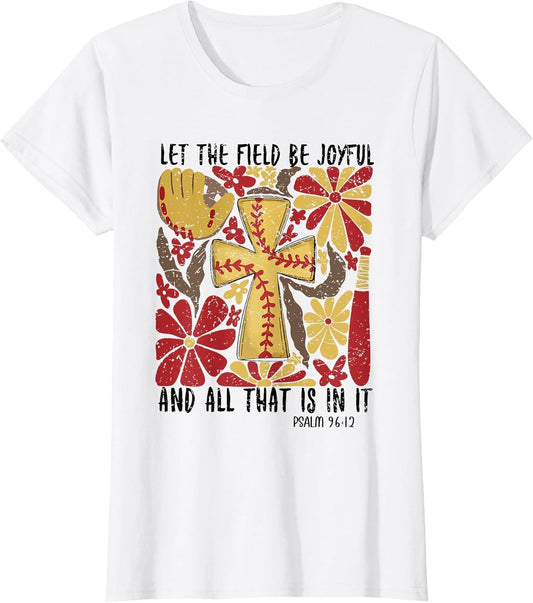 Retro Let The Field Be Joyful Game Day Softball Christian